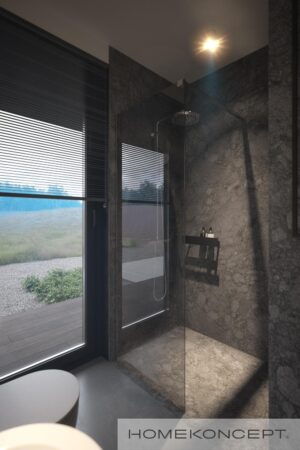 Dom nowoczesny homekoncept 86 - kabina prysznicowa walk-in w nowoczesnym projekcie domu.