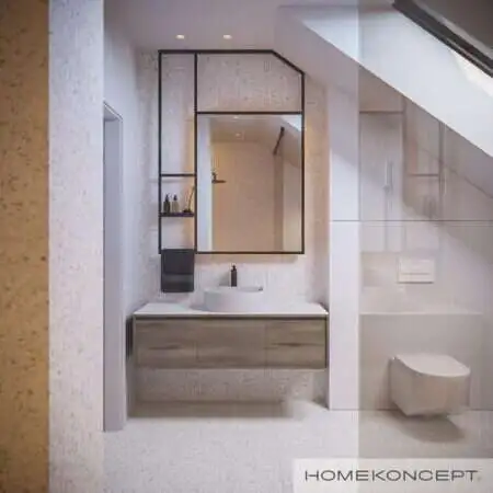 Loftowa łazienka z płytkami lastriko - HOMEKONCEPT 91