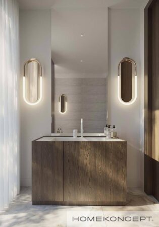 Projekt domu 120m2 homekoncept 97 g2 ytong - widok lustra i umywalki w łazience.