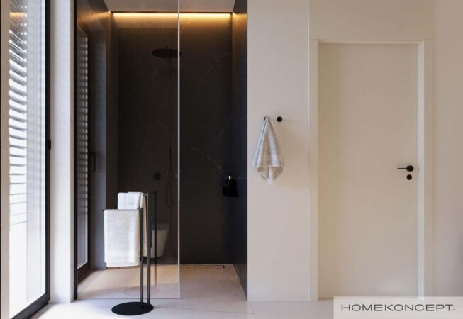 Projekt domu 130m2 homekoncept 133 - widok na prysznic typu walk in.