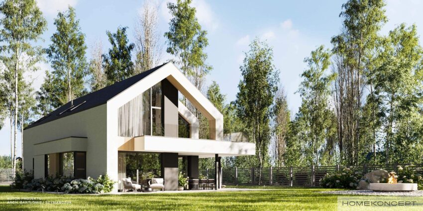 Projekt domu z poddaszem homekoncept 103 - widok strefy tarasu.