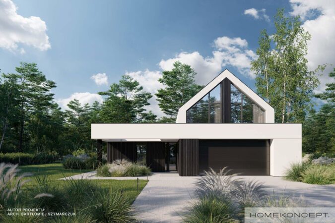 Projekt domu parterowego homekoncept 127 - widok na front i garaż.