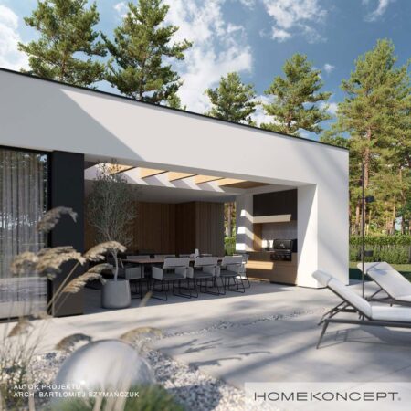 Projekt domu z poddaszem homekoncept 98 - widok na mini kuchnię na tarasie.