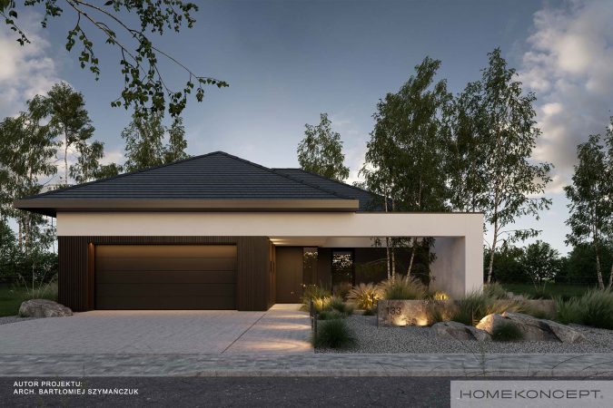 Projekty domów 130m2 homekoncept 133 - widok na front.
