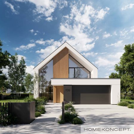Nowoczesna stodoła projekt homekoncept 130 - widok na front.