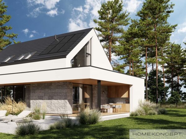 Projekt domu z poddaszem homekoncept 131 g2 - widok na mini kuchnię na tarasie.